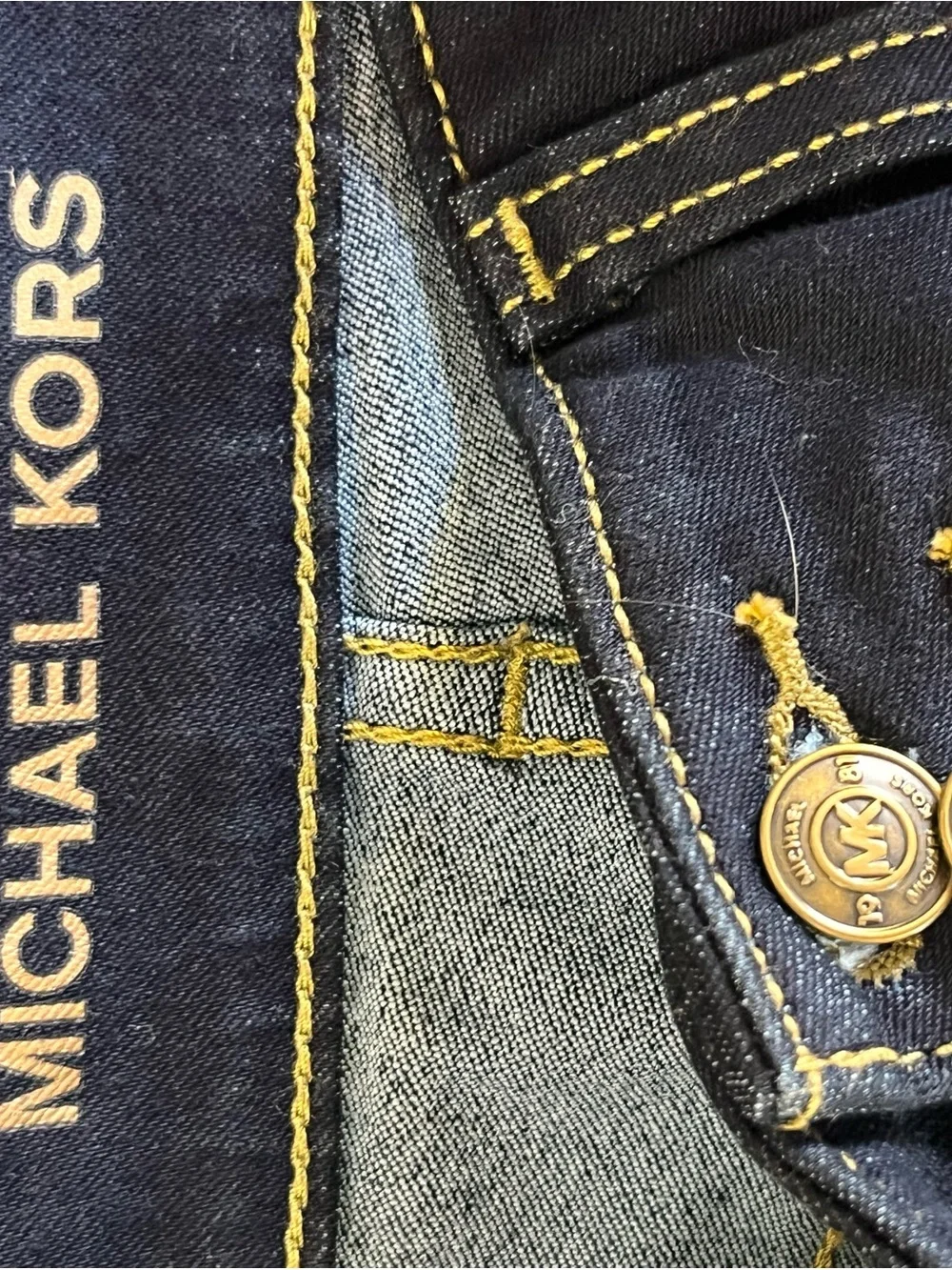 Michael Kors Dark Wash High Rise Flare Jeans Front Patch Pockets Size 8